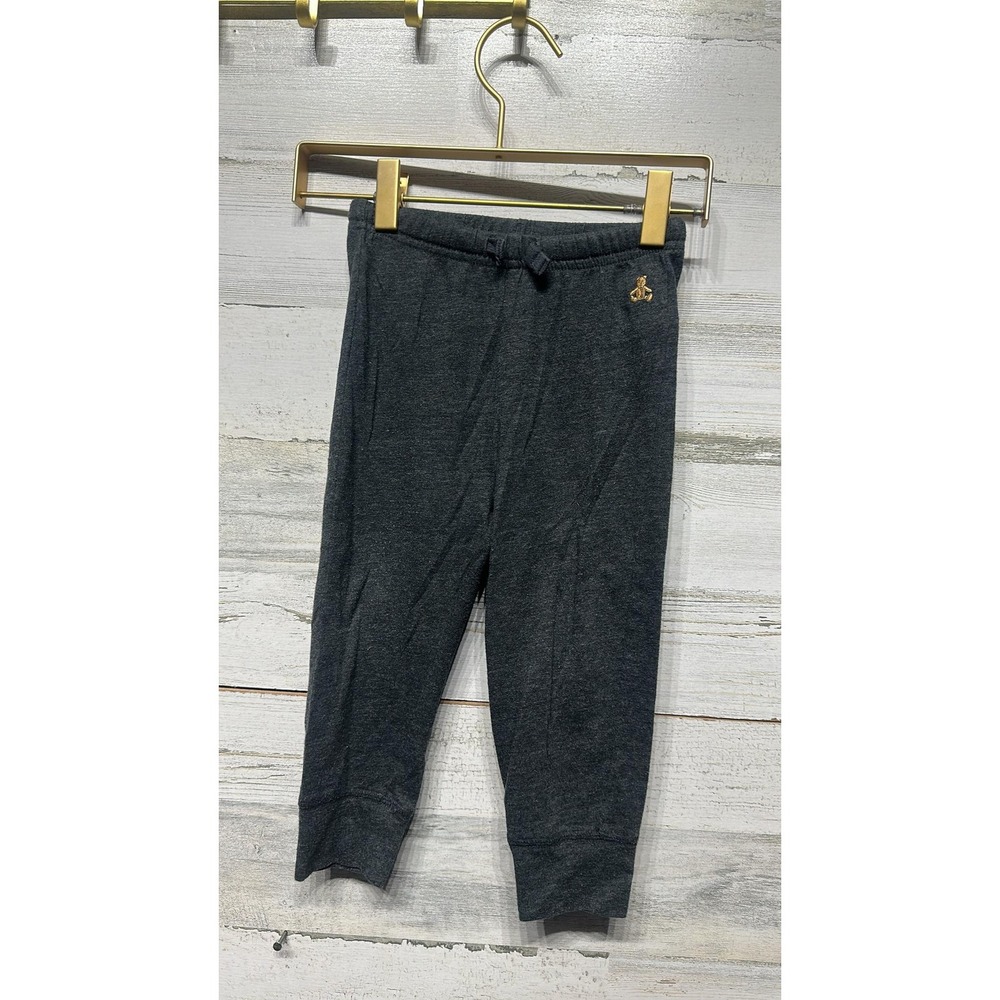 GAP Cotton Pants Boys 2Y Charcoal Grey Elastic Waist Logo Basic EUC